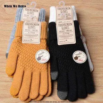 

When We Retro Winter Touch Screen Gloves QY0516 Women Man Warm Stretch Knit Mittens Faux Wool Full Finger Guantes Female Thicken