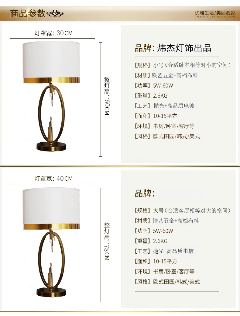 Современный американский Настольный светильник для спальни, декоративный прикроватный светильник, роскошный креативный простой современный светильник для гостиной