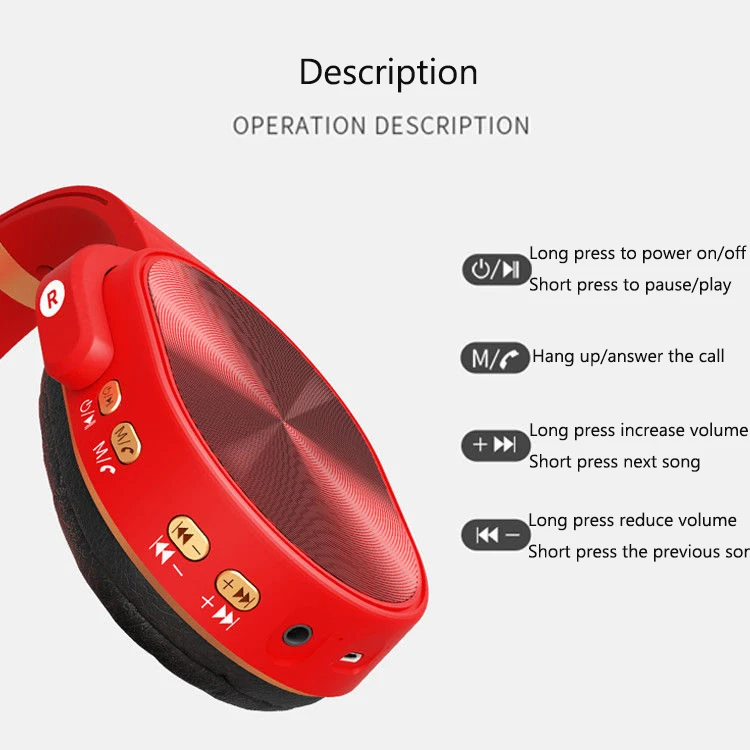 New Foldable wireless bluetooth 5 0 headset large moving coil high definition cool headset for heavy metal music Exquisite gift