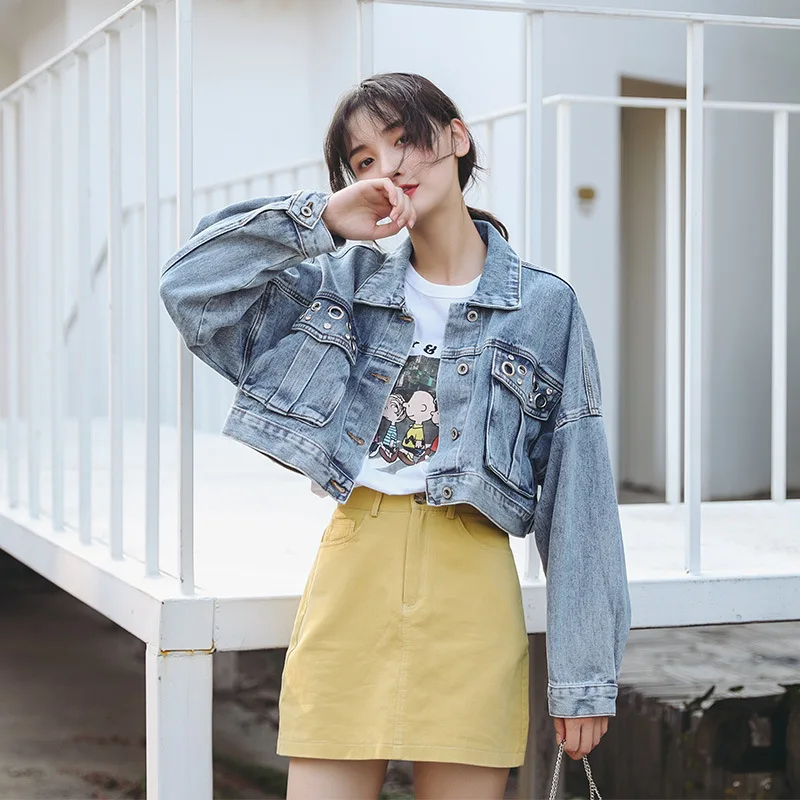 

Organ Bag Cowboy Short Coat Trend Loose-Fit Denim Jacket Autumn New Style Versatile Fashion Jeans Coat WOMEN'S Dress
