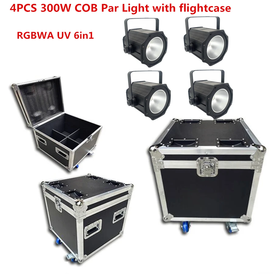 RGBWA UV 6in1 F светильник с 4 шт. RGBWA+ UV 6в1 300 Вт светодиодный COB Par Светильник с дверями сарая алюминиевый светодиодный стробоскоп эффект сценический светильник ing dj светильник - Цвет: RGBWA UV 6in1
