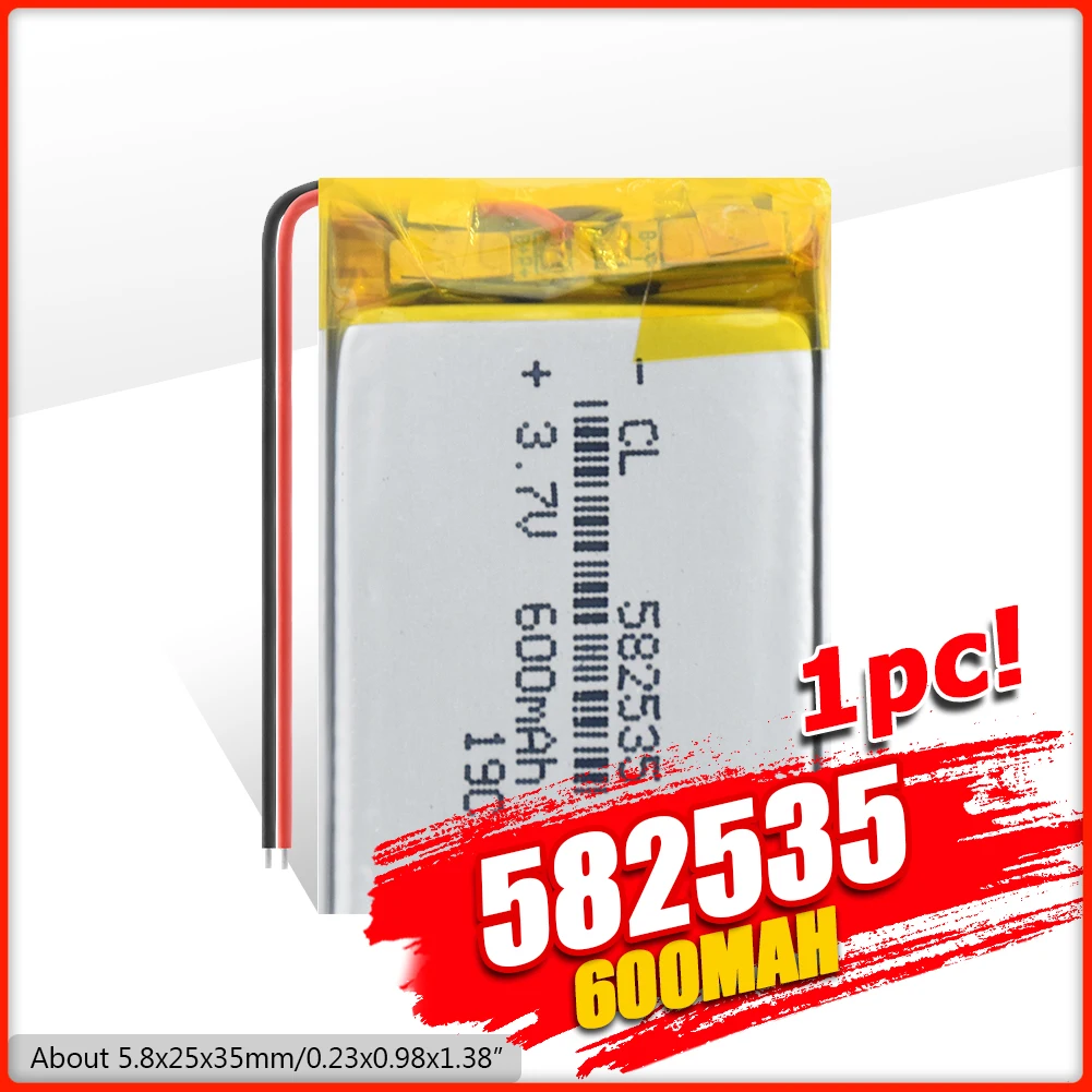 2/4 шт 582535 600mAh литий ионные полимерные аккумуляторы для часов GPS Светодиодный