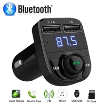 Громкой связи Bluetooth гарнитура для Автомобильный MP3-плеер двойной 3.1A зарядка через usb Порты и разъёмы с микрофоном Напряжение светодиодный Дисплей Поддержка Micro SD TF музыкальный проигрыватель