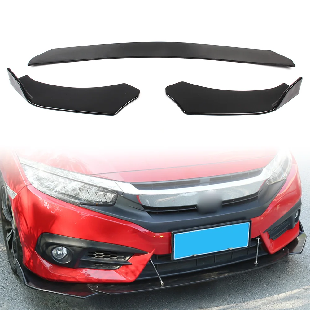 

Universal Car Glossy Black Front Bumper Lip Spoiler Chin Splitter Body Kit