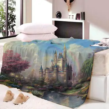 

Custom Rainbow castle Super Soft Nap blanket Velvet Plush Beach Towel For Baby Blanket Throws Summer bedsheet Travel Dropship