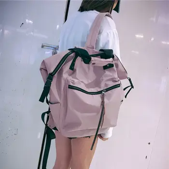 

New Fashion Lady Backpack Pure Color Simple Large Capacity Travel Backpack College Student Bag
