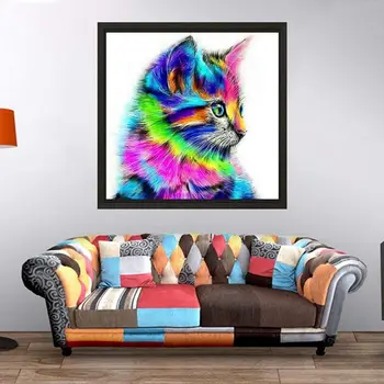 

Cat Diamond Painting Full Drill Round Animals 5D Diamond Painting Children Room Decoration Paintings Wall Decor