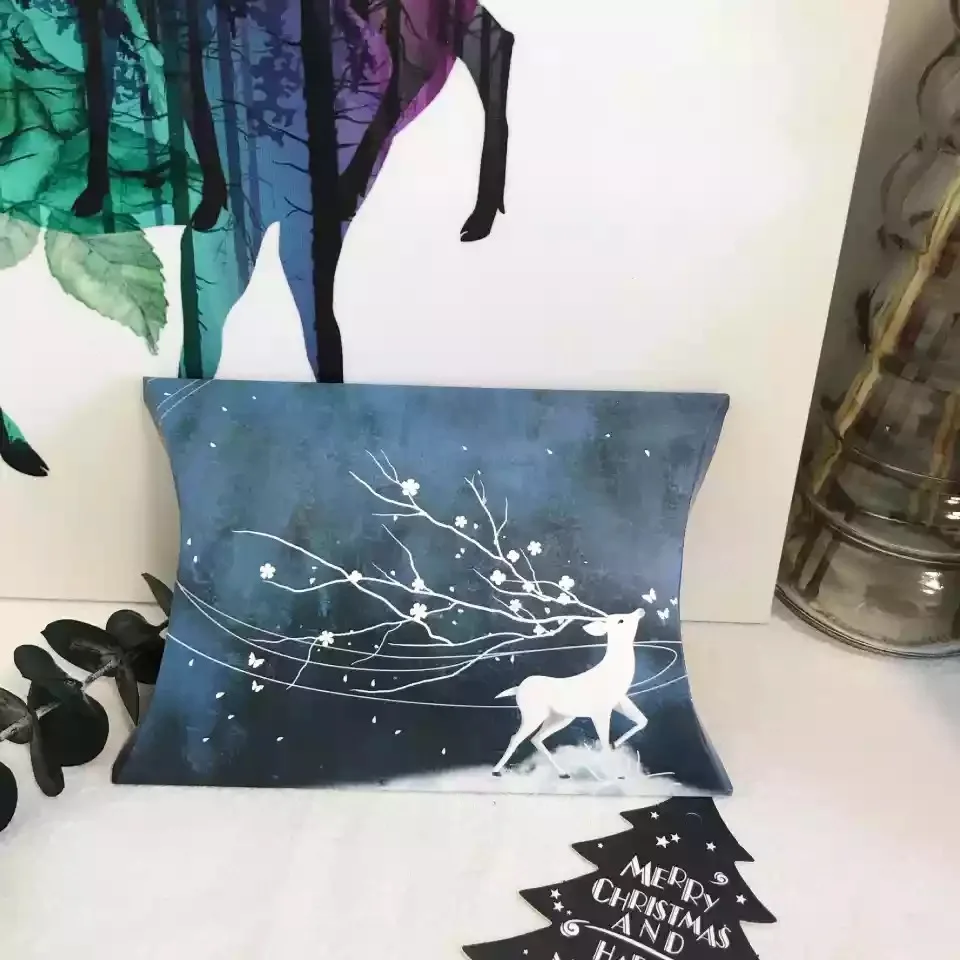 1 шт., Подарочная коробка Санта-Клауса для рождественских конфет, упаковочные бумажные пакеты для печенья для рождественской вечеринки, Подарочный декор для детей - Цвет: Deep blue deer