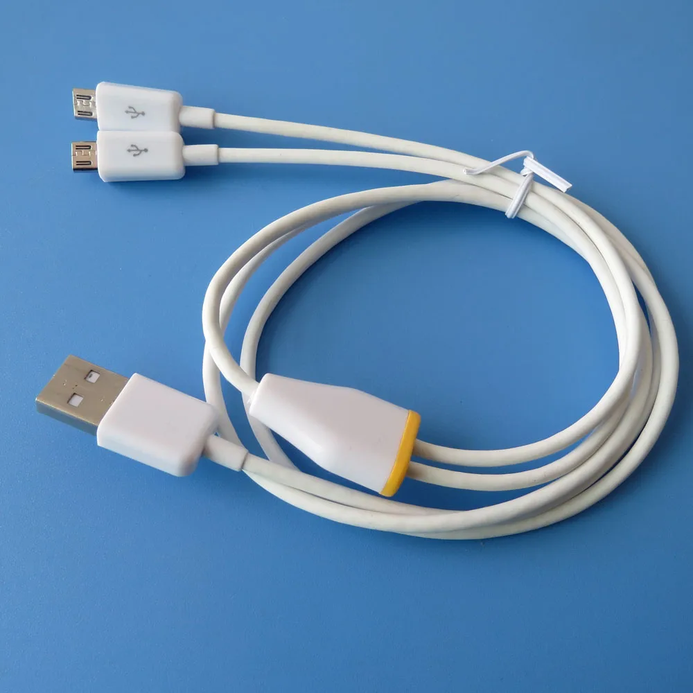 1 м 3 фута ТПЭ двойной микро USB сплиттер кабель питания и синхронизации 2