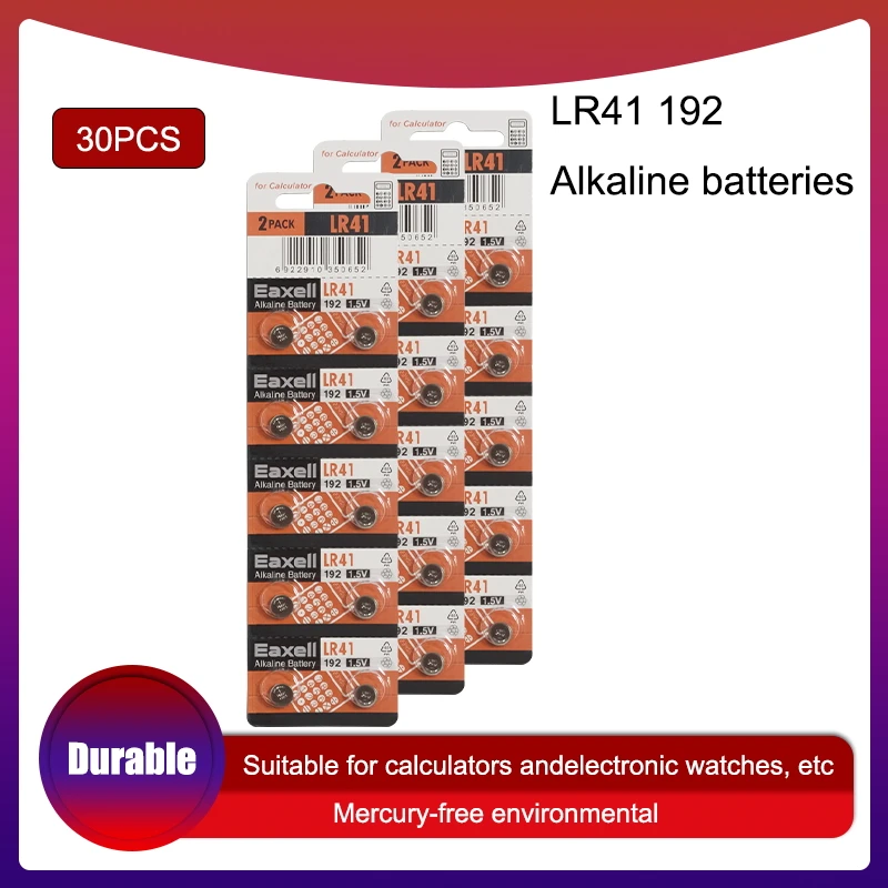 30 шт. кнопочные батарейки LR41 SR41 192 AG3 G3A LR736 392A для Eaxell 1 5 в литиевая батарейка монет 7