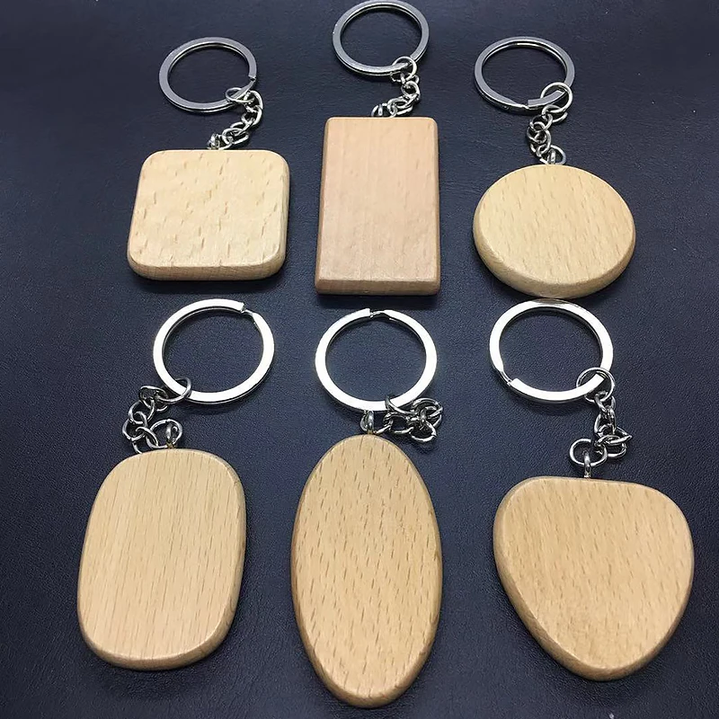 

2019 New Wood Bamboo Wooden Key Ring Keychain Round Square Heart Shap Car Ring Key Metal Holder Unisex Jewelry Gits