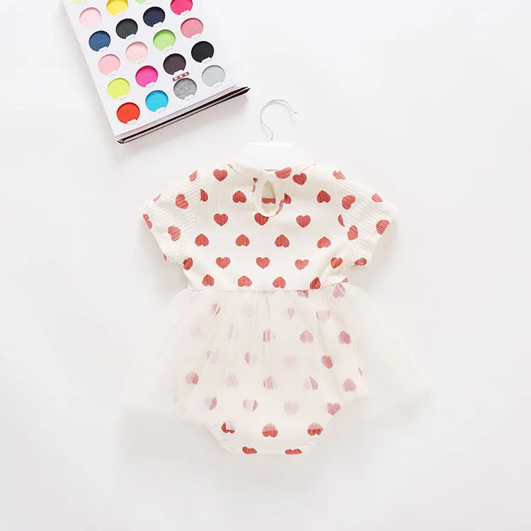 2021 New Infant Baby Clothes Romper Dress Baby Girls Cotton Love Heart Dot Sister Princess Party Dresses Cotton Newborn Costume Warm Baby Bodysuits 