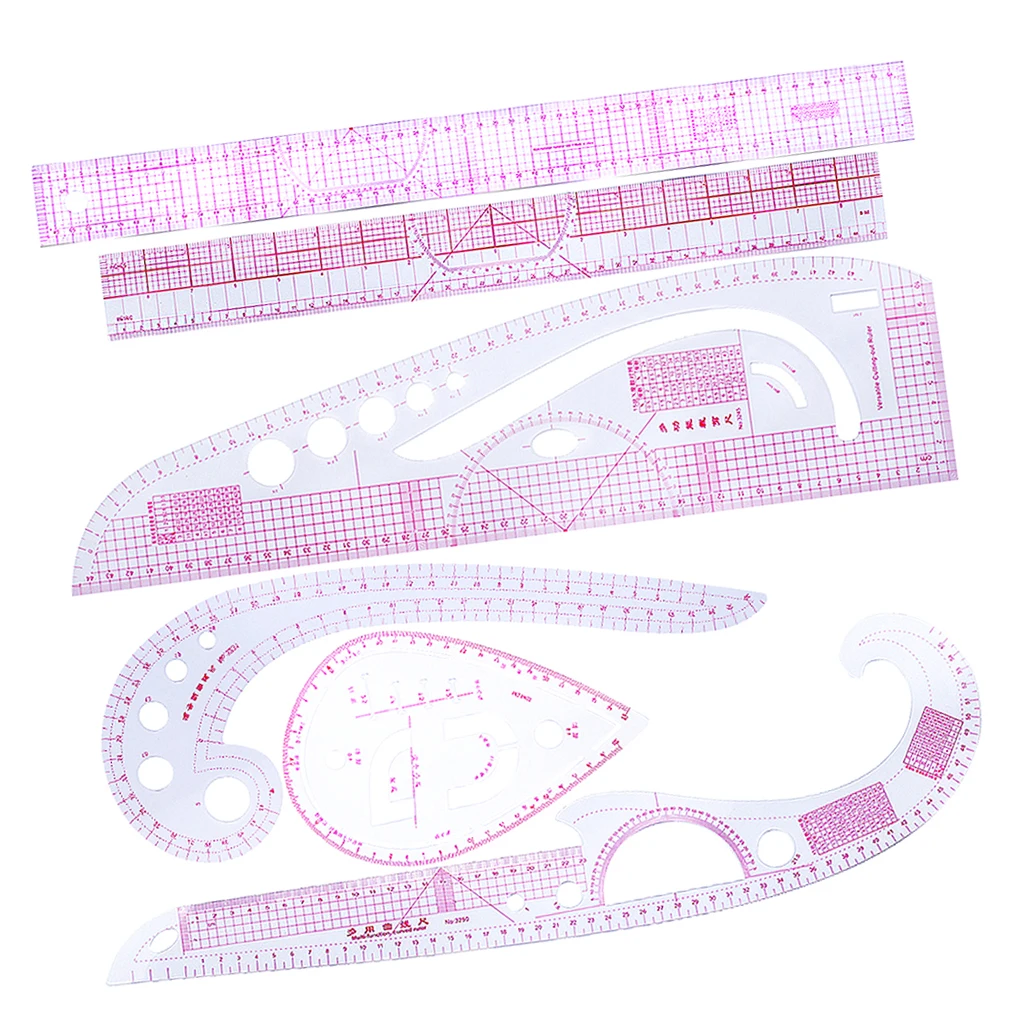 6 Pieces Multi-Style Design Drawings Straight and Curve Ruler Set for Clothes Design Accessories 6 Pieces Multi-Style Design Drawings Straight and Curve Ruler Set for Clothes Design Accessories