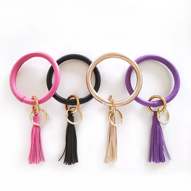 

Best Friends Keychain PU Leather Tassel Bracelet&Bangle Keychain DIY Keyring Men Women Keychain Gift Wholesale 8Colors