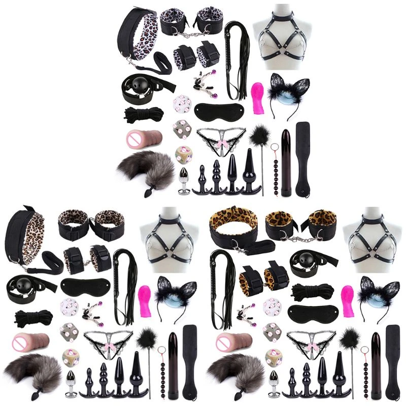 DANLINI Adult Fun 25 Pieces/Set Bed Game Play Set Binding Sex Games Toy for Couple Kits-Black 