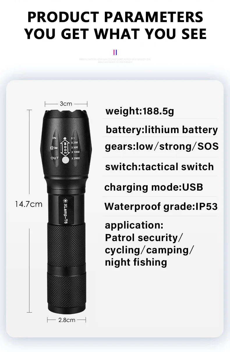 Светодиодный светильник-вспышка высокой мощности перезаряжаемый светильник-вспышка s usb фонарь мощный светодиодный светильник xml T6 тактический фонарик охотничий фонарь