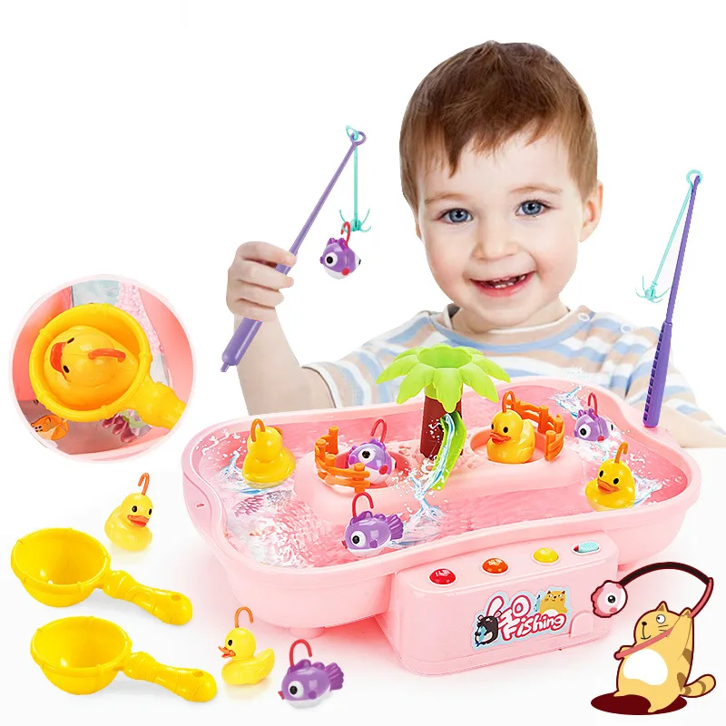 Детские игрушки для игры в воде, электрическая вращающаяся музыка, многофункциональные гидродинамический цикл, рыболовные полюсы, игрушки на палочке для детей