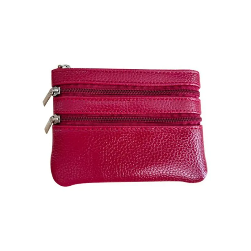 Fashion Leather Women Wallet Clutch Two Zip Female Short Small Coin Purse Design Soft Mini Card Cash Holder