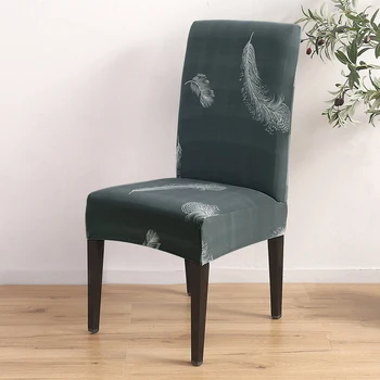 

1/2/4/6pcs Feather Printing Stretch Chair Cover Big Elastic Seat Chair Covers Slipcovers Room Restaurant Banquet Hotel Home