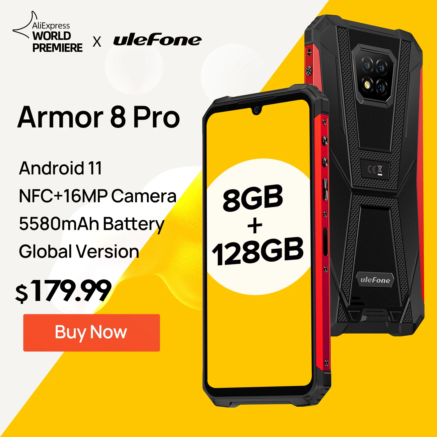 ddr5 ram Ulefone Armor 8 Pro 8GB+128GB  Rugged Smartphone Android 11 NFC/IP68/ Smartphone 5580mAh Waterproof Mobile Phone Global version 8gb ddr4