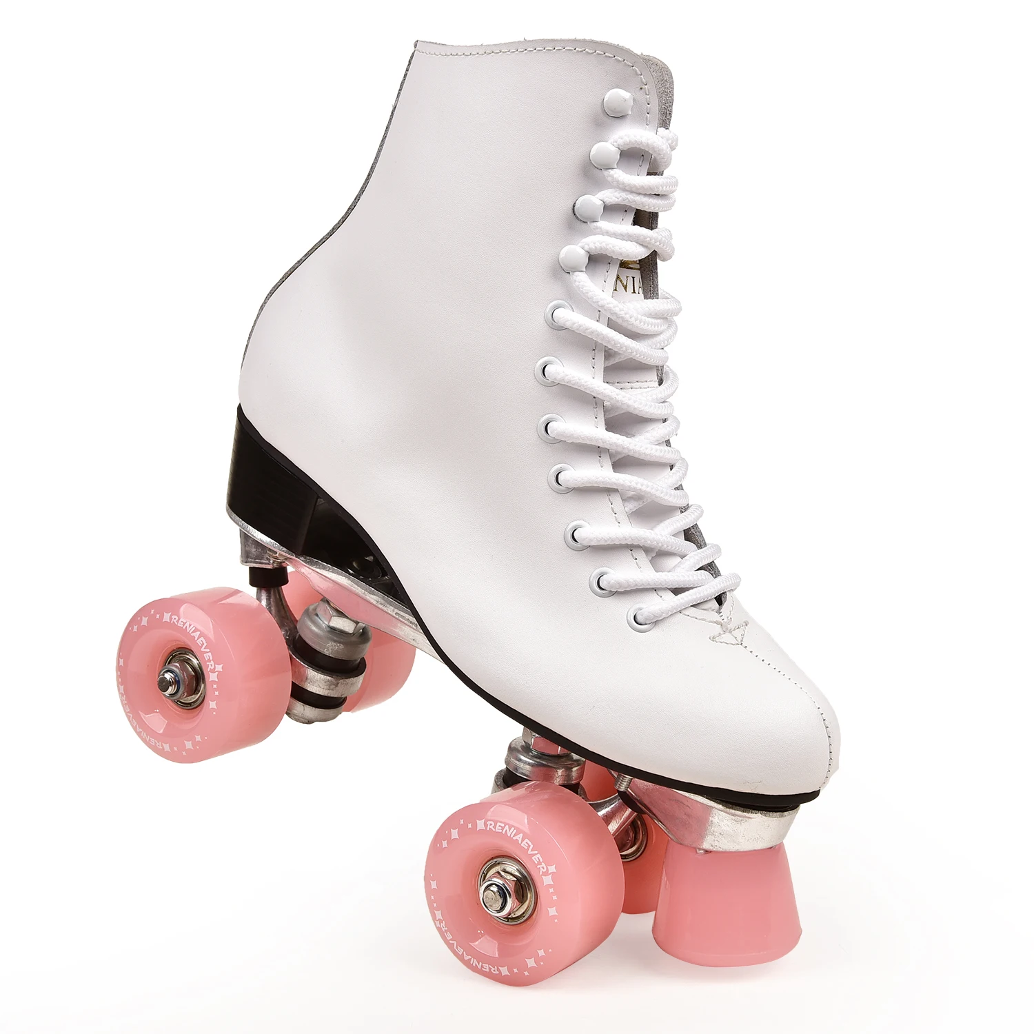 Ролики кожаные для девочек роликовые коньки двухрядные фруктовые Розовые