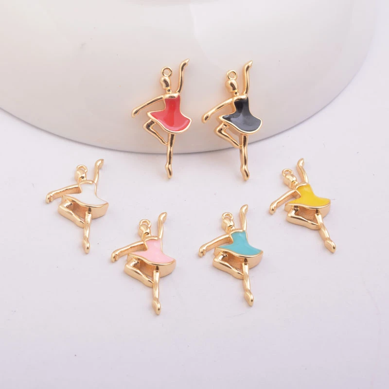 red Dancing Girl charm-enamel Charm beads-more colors 6pcs