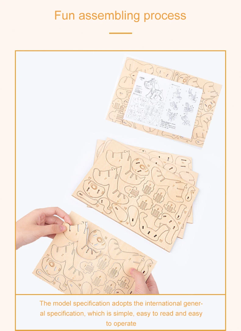 DIY 3D Animal Puzzle Creative Handmade Wooden Puzzles Toys for Children Adult Model Intellectual Education Deer Monkey Jigsaw