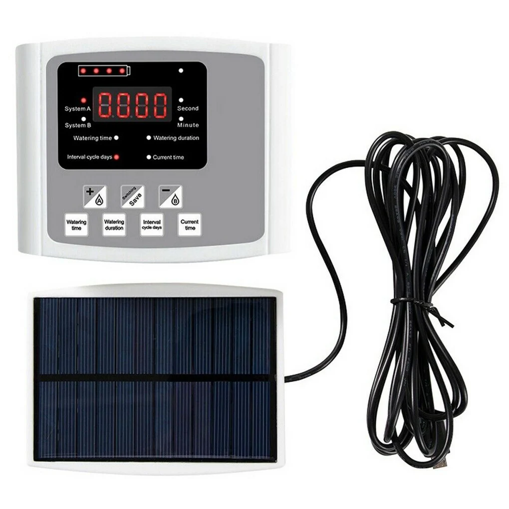 

Automatic Irrigation System Indoor Solar Powered Drip Irrigation Device Auto Watering Machine, Dual Pump, Grey, 10m