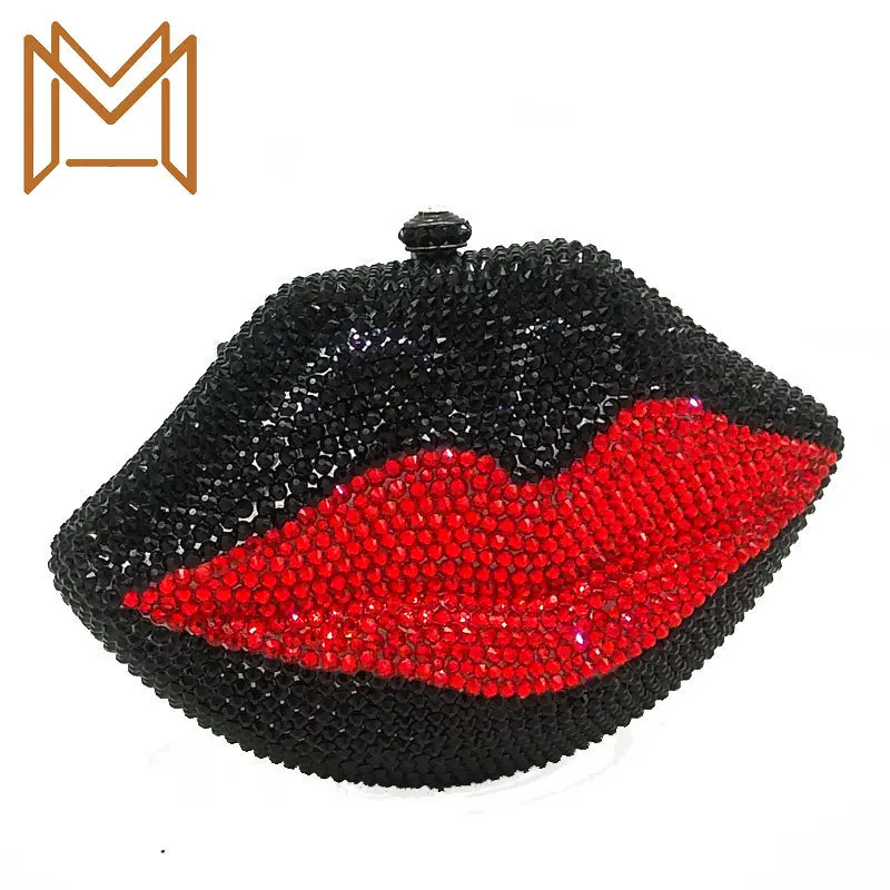 

Bag Banquet Package Metal Drill Dinner Package Bottom Diamond Hand Lips Rhinestone Package