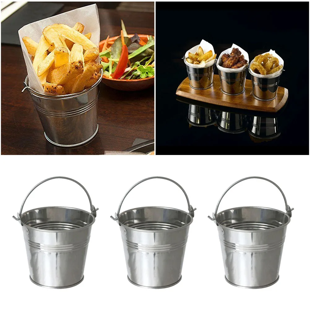Mini Metal Pail Tin Pails Small French Tinplate Serving for Fries Food Barrel Galvanized Party Pot Wedding Bucket Buckets mini metal bucket mini buckets