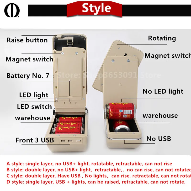 For Renault logan 2/Megane/twingo armrest box central Store content box products interior Armrest Storage accessories part