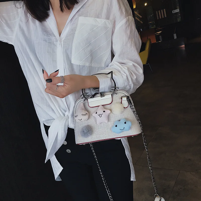 

Cute Adorable WOMEN'S Bag 2018 New Style Fashion Korean-style Versatile Shoulder Bag Metal Hand Bag Shell GIRL'S Small Shoulder