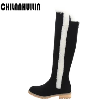 

female winter snow boots women faux fur thigh high boots keep warm over the knee high boots flat stretch platform riding boots