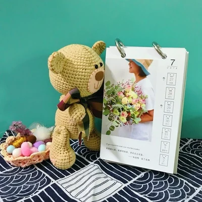 Прекрасный ручной лоскутный Медведь кукла крючком игрушка подарок лучший подарок на день рождения(готовая, не diy) для шерстяных вязальных кукол