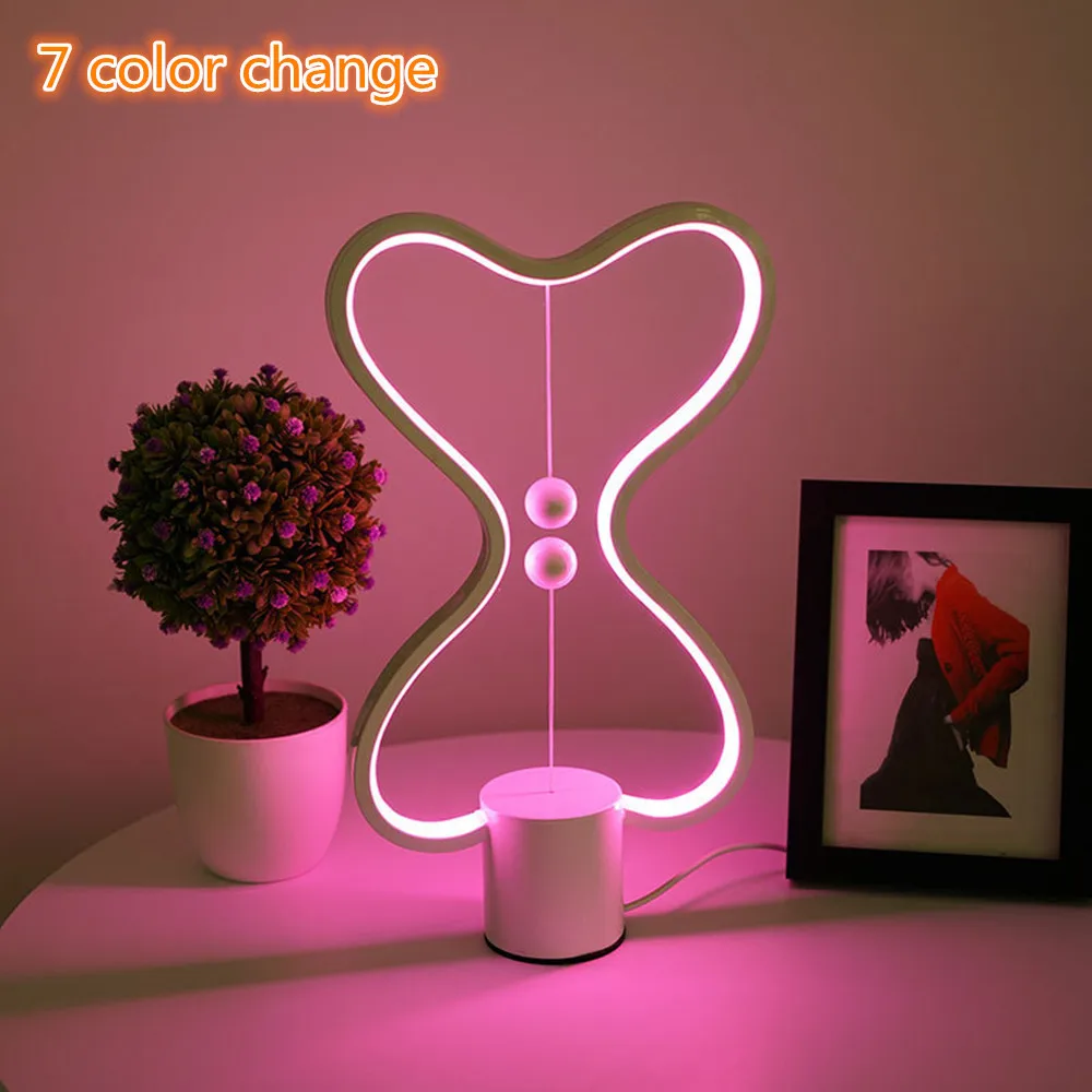 HZFCEW 7 цветов сменная Heng Balance лампа USB питание домашний декор спальня офис дети лава лампа Рождественский подарок ночник - Испускаемый цвет: heart color change