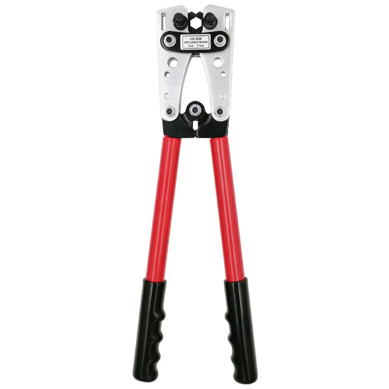 

HX-50B Cable Crimper Cable Lug Crimping Tool Wire Crimper Hand Ratchet Terminal Crimp Pliers for 6-50Mm2 1-10 AWG Wire Cable-Red