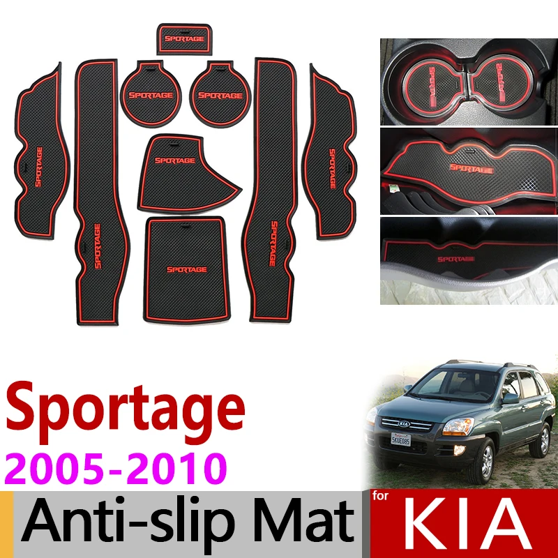 Противоскользящий коврик для ворот резиновая подставка для KIA Sportage 2005 2006 2007 2008 2009 2010 JE KM MK2 аксессуары Автомобильные Наклейки 9 шт