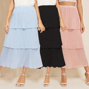 

2020 New Fashion Skirt Mid-length Skirt Spring And Autumn Temperament Fold Cake Skirt Skirt
