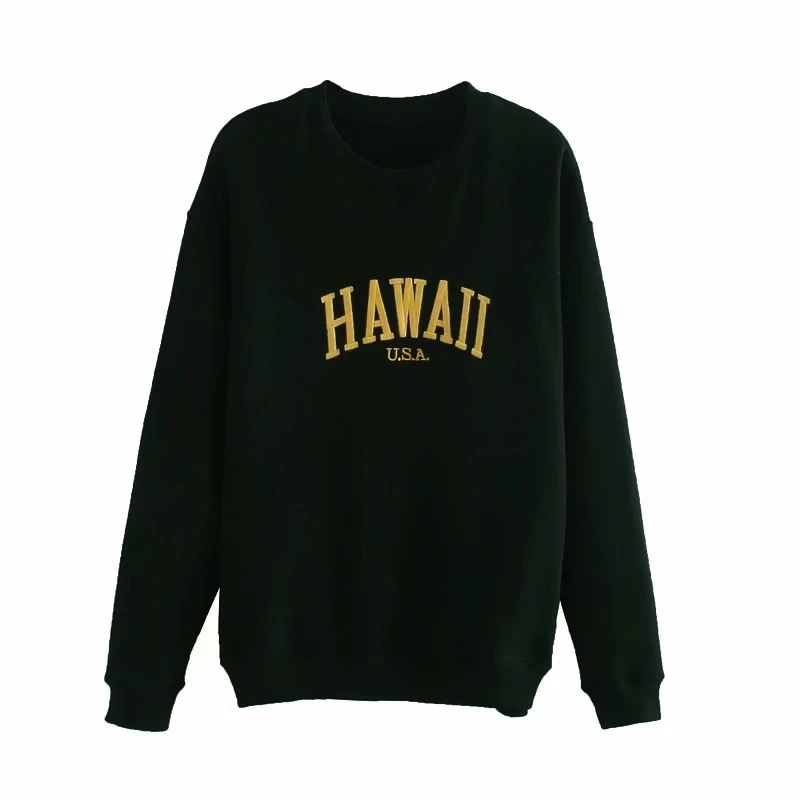 

Women Hoodies Sweatshirts Cotton Black Round Neck Casual Oversized USA Style 2020 Fashion Hoodie Autumn Winter Female Pullovers