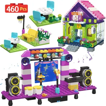 

460PCS Girl Series Variety Stage Building Blocks Compatible Friends Casual Cafe House Bricks Kits Toys for Girls