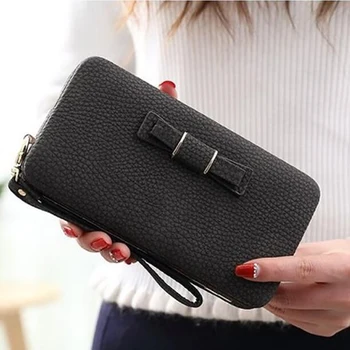 

2020 New Bow Short Women's Wallet PU Leather Multi color Women Wallets For Ladies Card Holder Long Purse Long Wallet