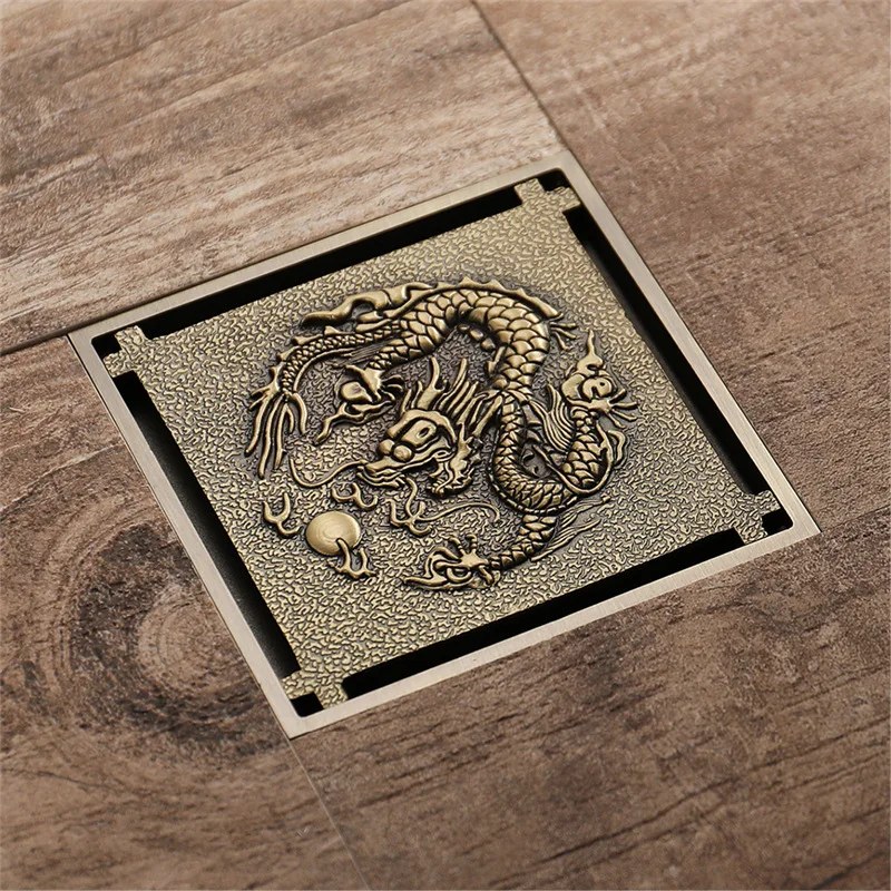 

Copper Vintage Floor Drain Dragon-Shaped Pattern Large Flow Deodorizing Pest Control Anti-Water Bronze Floor Drain Manufacturers