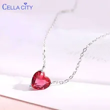 925 пробы Серебряное ожерелье для женщин в форме сердца, драгоценные камни из рубина, серебряный свадебный подарок,, хорошее ювелирное изделие