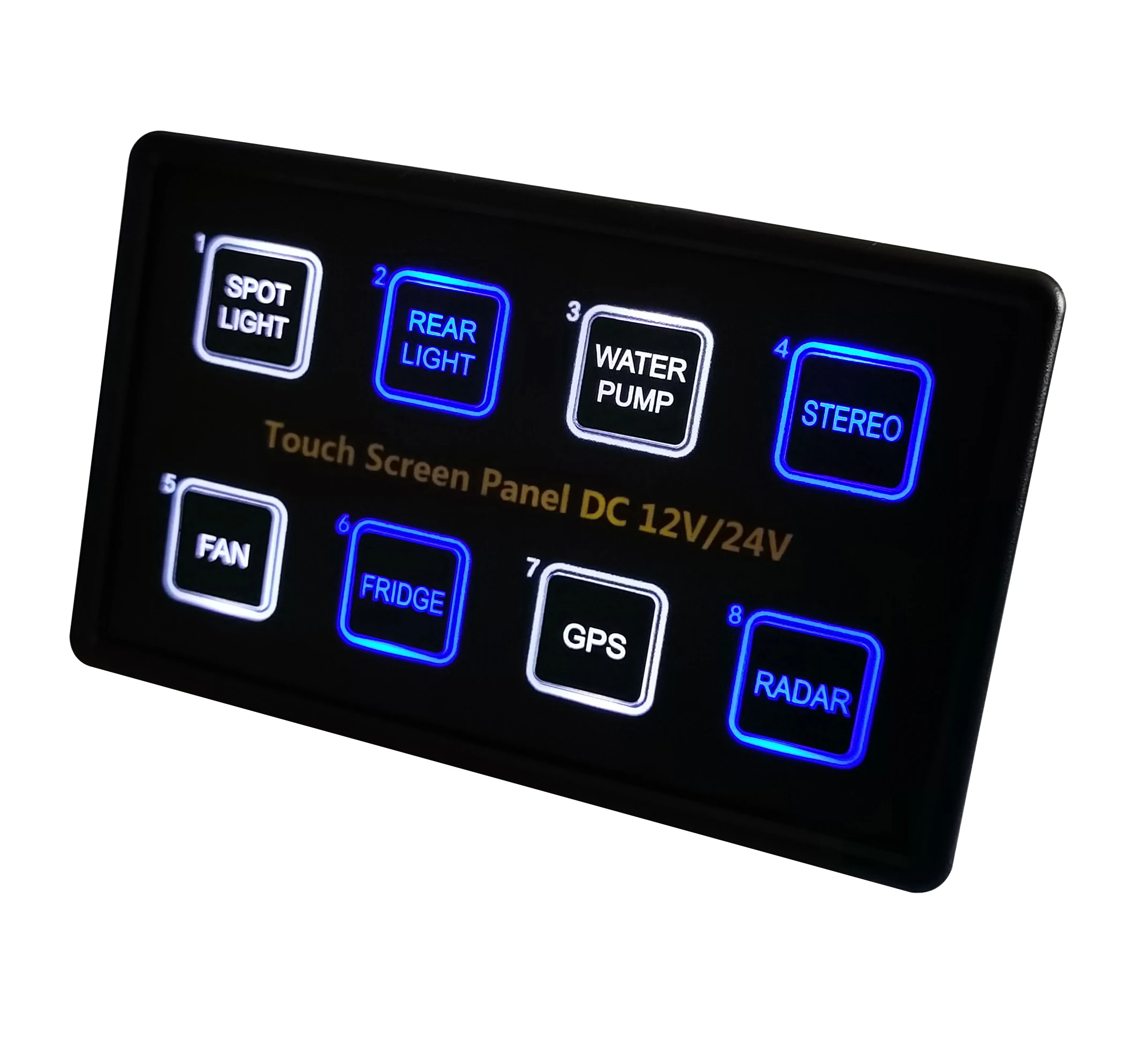 US $135.99 12v24v 8 Gang Blue Led Capacitive Sense Touch Control Panel Box For Car Marine Boat Caravan