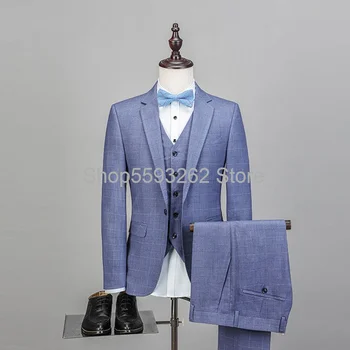 

Suit suit men's three-piece high-end business British style men's best man suit groom suit