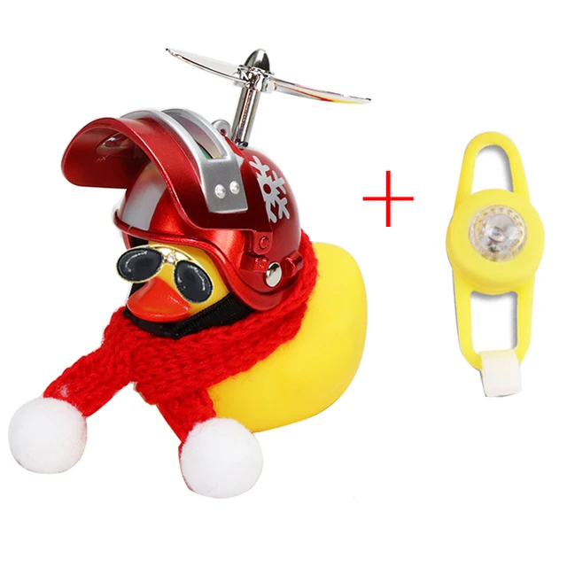 Small Yellow Bike Duck Bicycle bell Luminous Airscrew Helmet Duck Ducky Bicycle Wind Motor Riding Cycling Lights Horn Christmas C Light