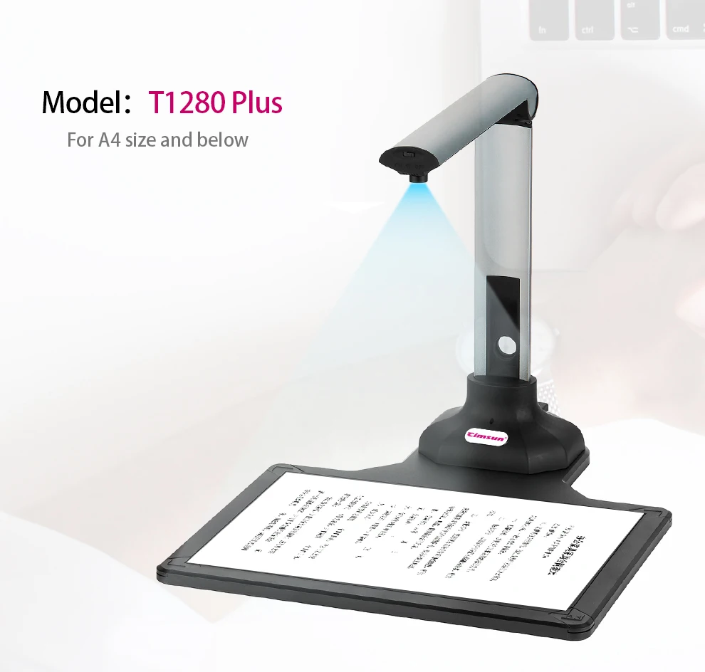 

New version Scanner T1280 Plus Book Document Camera, 12 Mega-pixel, Camera HD, Capture Size A4, English Software, For office
