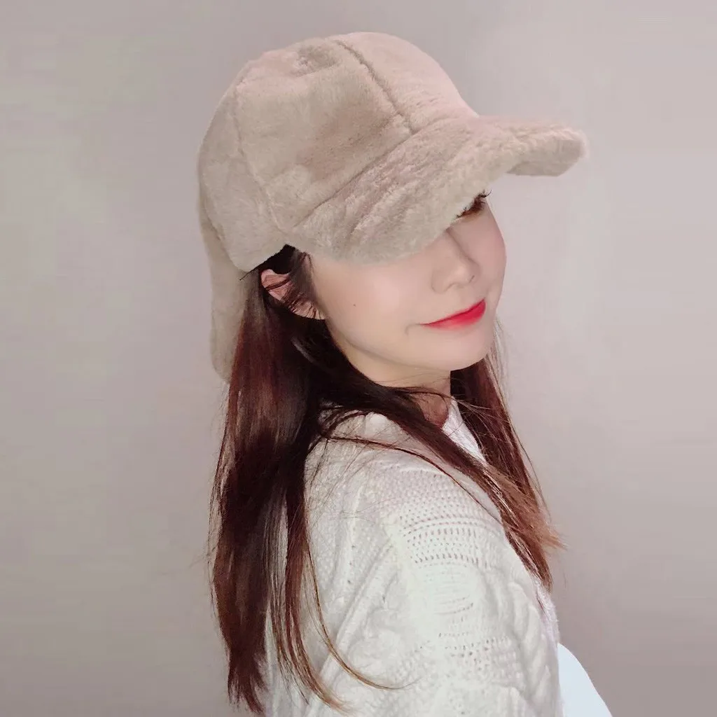 Шапка женская шапка мужская шляпа Кепки gorros mujer invierno шапка модные милые Для женщин плюшевый светильник шапка с заячьими ушами; теплая шапка Кепки