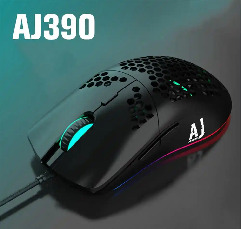 Ajazz Aj390 ゲーミングマウス 6 色 Led ライト Dpi 調整可能な 7 キーハニカム中空デザイン 69 グラムの軽量 Abs 有線マウス マウス Aliexpress