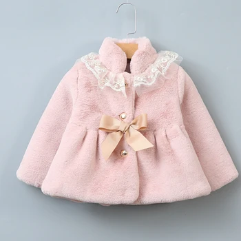 

LZH 2020 Autumn Winter Faux Rabbit Fur Cardigan For Girls Lace Fur Jacket Thicken Warm Baby Girls Clothes Children's Jacket 3-8T